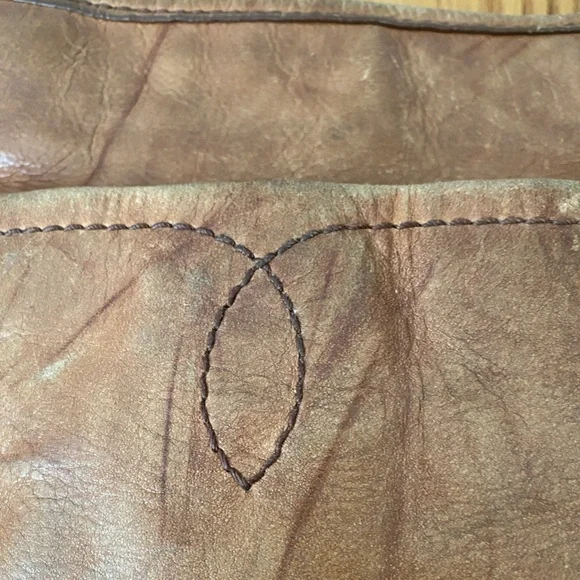 FRYE Campus Rivet Brown Antiqued Crinkled Leather Crossbody Purse - Picture 12 of 16